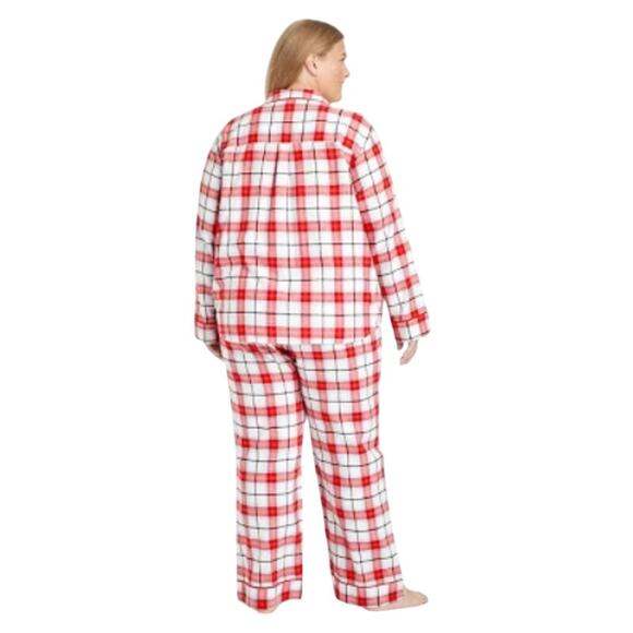 Women's Plaid Flannel Holiday Matching Family Pajama Set - Wondershop™ White 3X - Picture 5 of 5